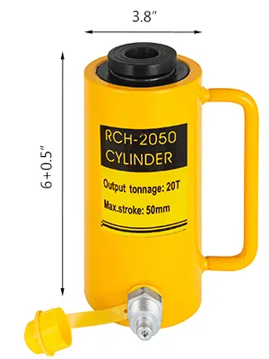Gato de cilindro hidráulico VEVOR, salida de 20 t, carrera máxima de 50 mm, 6,5'' de altura, 3,8'' de ancho.