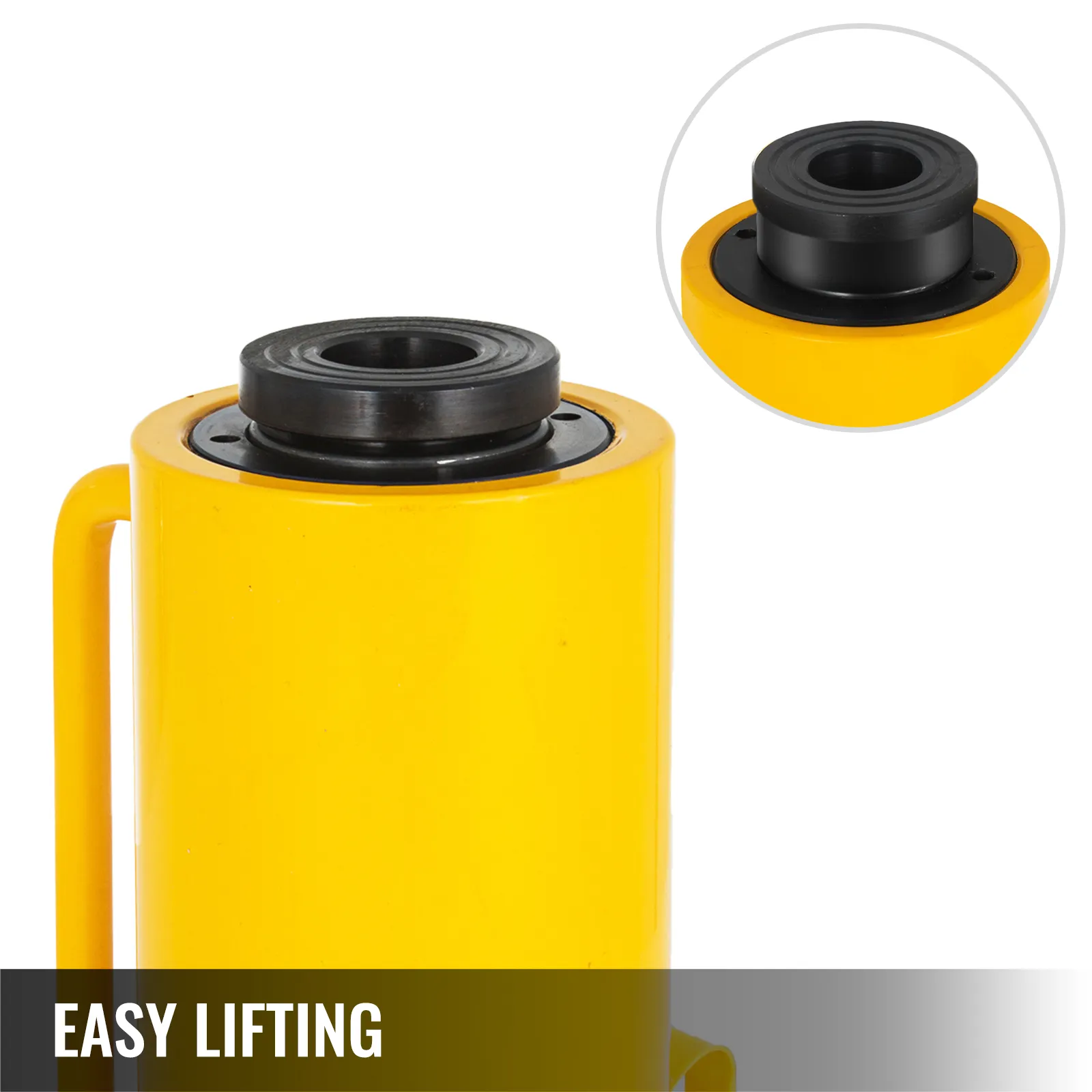Gato de cilindro hidráulico VEVOR en color amarillo, que muestra un mecanismo de elevación negro.