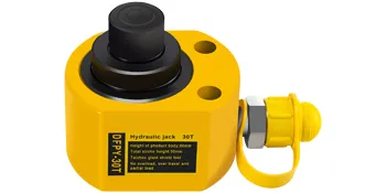 Cilindro hidráulico VEVOR amarillo con componentes negros y plateados, capacidad de 30 toneladas.