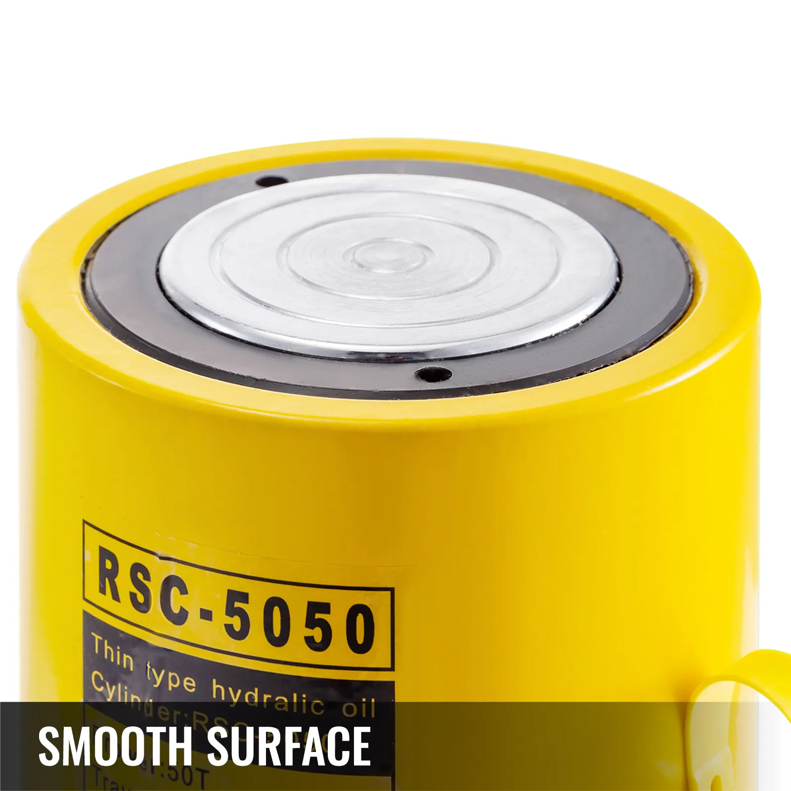 yellow VEVOR hydraulic cylinder with smooth top surface and rsc-5050 label.