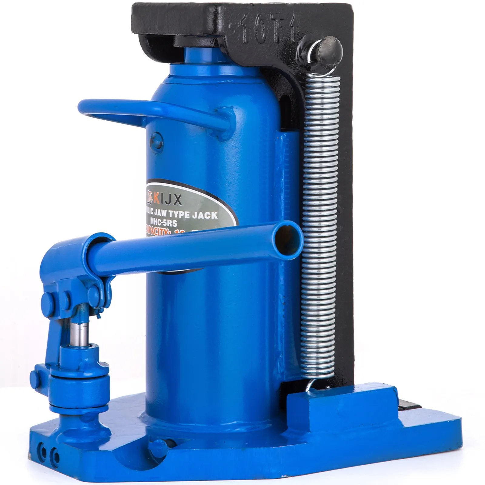 blue VEVOR hydraulic toe jack with handle and spring mechanism.