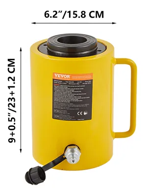 yellow VEVOR hydraulic cylinder jack with handle, dimensions 6.2"x9", capacity 60t.