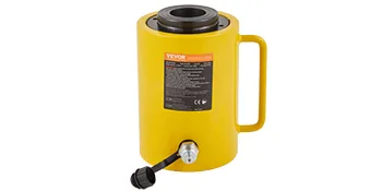 yellow VEVOR hydraulic cylinder jack with handle and a covered valve.