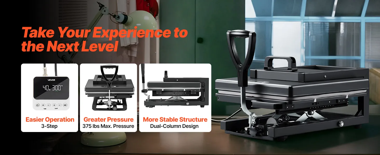 VEVOR Heat Press Machine, 15 x 15 inch, 8-in-1 Multifunction, Heat Up Fast and Even, All-New Patented Design, Easy to Control, Sublimation Press Machine for T-shirts/Mugs/Tumblers/Caps/Plates, Black
