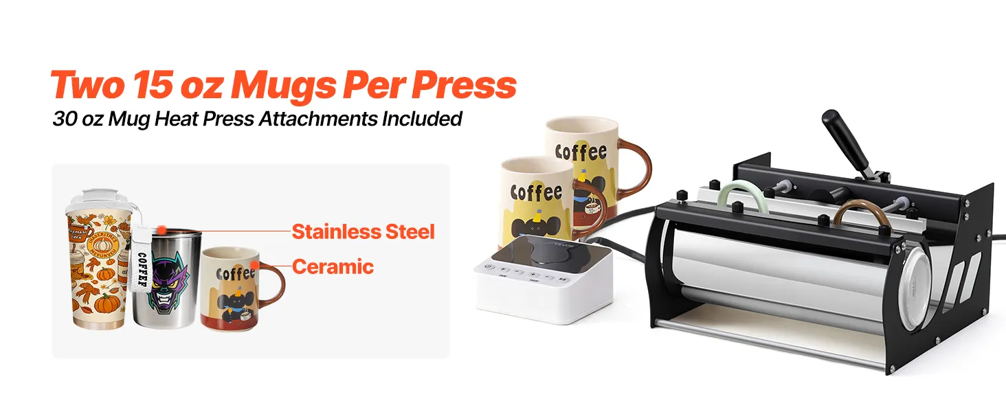 VEVOR Heat Press Machine, 15 x 15 inch, 8-in-1 Multifunction, Heat Up Fast and Even, All-New Patented Design, Easy to Control, Sublimation Press Machine for T-shirts/Mugs/Tumblers/Caps/Plates, Black