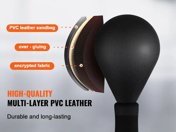high-quality multi-layer VEVOR punching bag with pvc leather and encrypted fabric for durability.