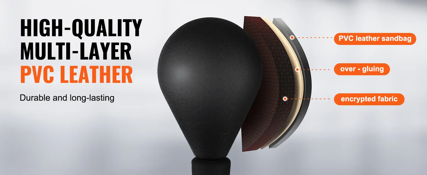 high-quality multi-layer VEVOR punching bag with pvc leather and encrypted fabric for durability.