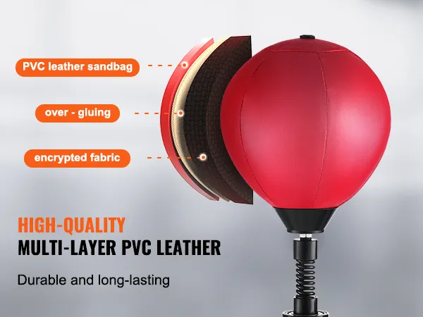 high-quality multi-layer pvc leather VEVOR boxing speed trainer with encrypted fabric and over-gluing.