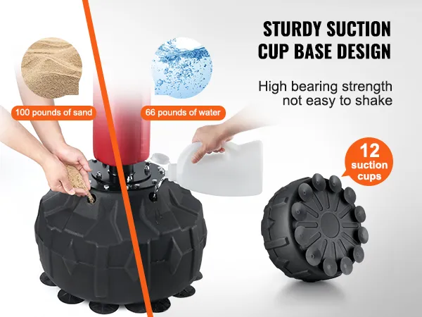 VEVOR boxing speed trainer with sturdy suction cup base, 100 pounds of sand or 66 pounds of water, 12 cups.