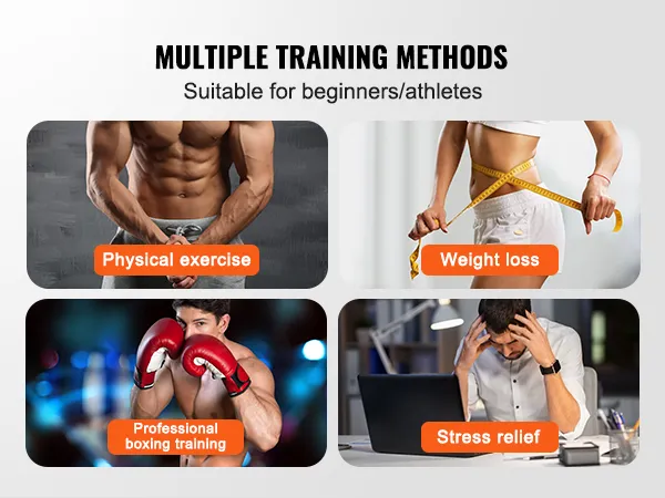 multiple training methods for physical exercise, weight loss, professional boxing training, and stress relief.