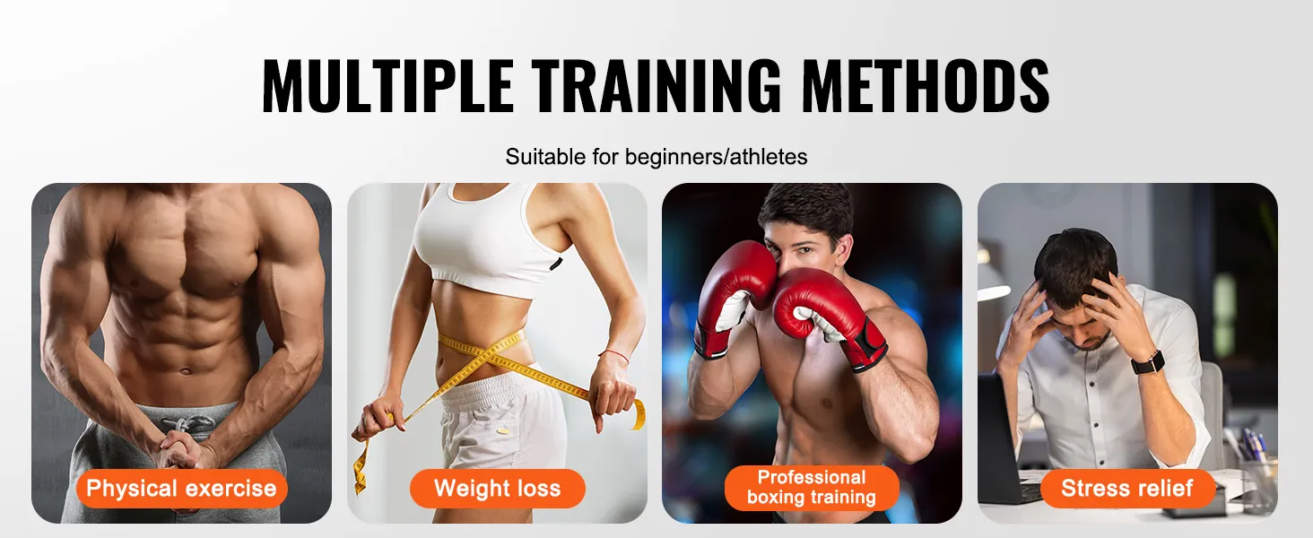 multiple training methods for physical exercise, weight loss, professional boxing training, and stress relief.