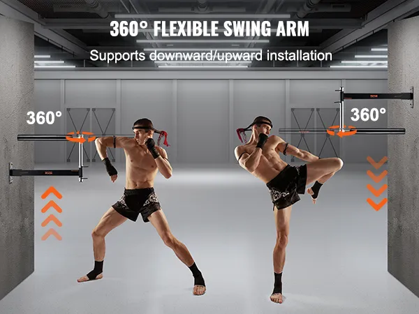 VEVOR wall mount boxing spinning bar with 360° flexible swing arm for versatile training.