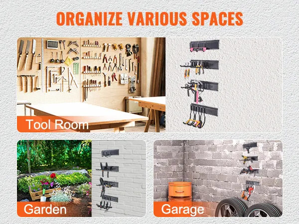 Organizador de herramientas de garaje VEVOR utilizado en jardines, garajes y salas de herramientas para soluciones de almacenamiento organizadas.