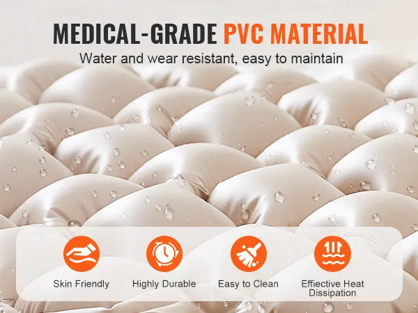 medical-grade pvc material air mattress with water-resistant surface, featuring easy maintenance and durability.