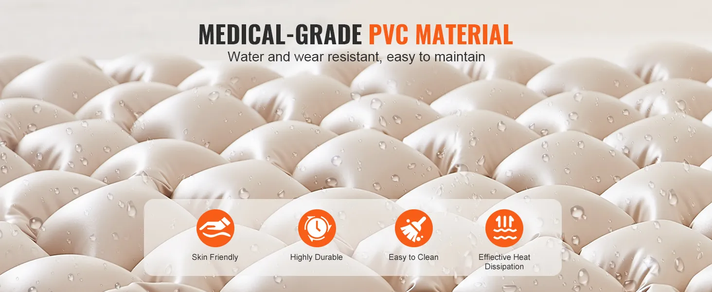 medical-grade pvc material air mattress with water-resistant surface, featuring easy maintenance and durability.
