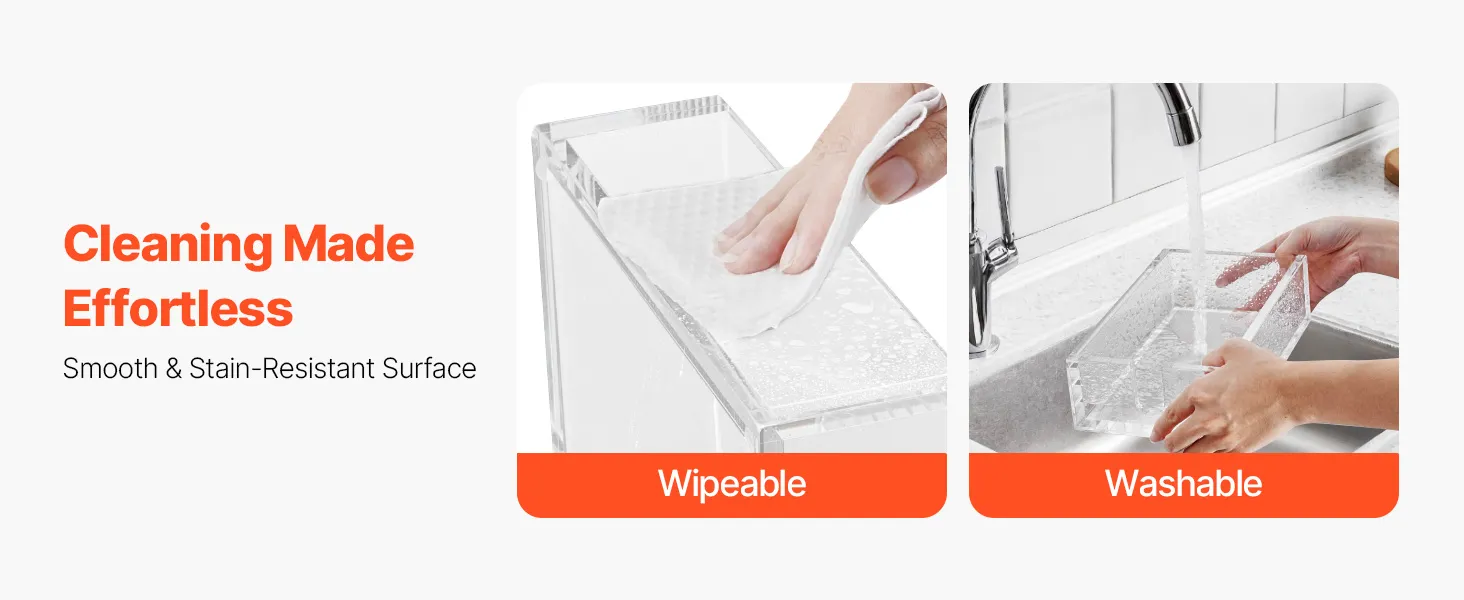 VEVOR Acrylic Napkin Holder, 9.1 x 5.5 x 2.6 inch, Clear Bathroom Guest Towel Storage Tray with U-Shaped Opening, Disposable Paper Towel Holder for Bathroom Kitchen Parties Weddings & Various Events