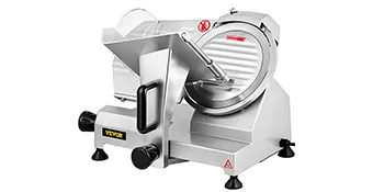 Cortadora de carne comercial VEVOR con cuchilla de acero inoxidable y protección de seguridad.