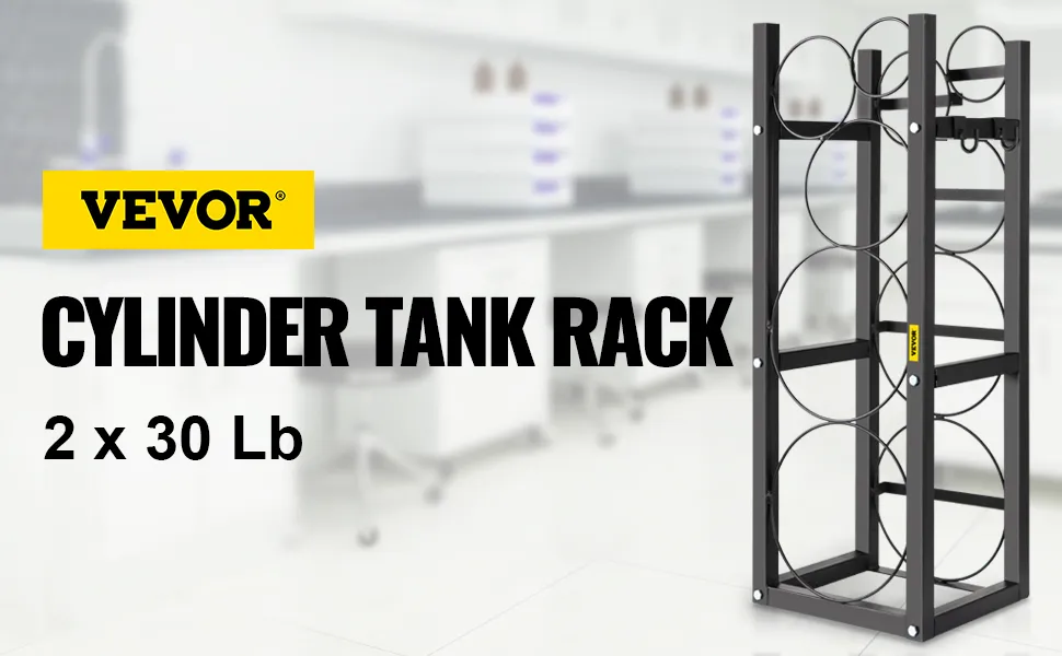 VEVOR refrigerant tank rack for two 30 lb cylinders in a laboratory setting