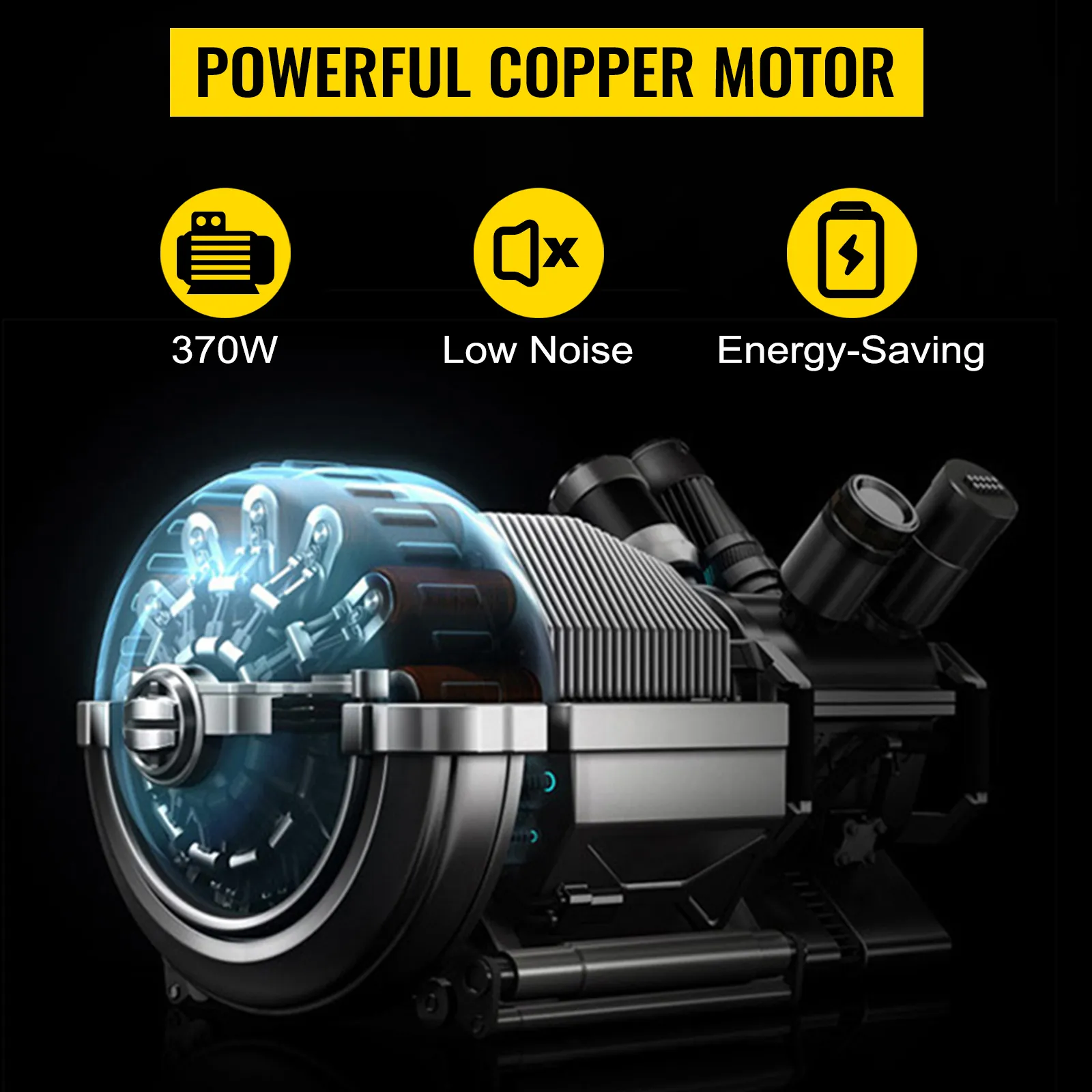 Potente motor de cobre, 370 W, bajo nivel de ruido, ahorro de energía, cortadora de pan VEVOR.