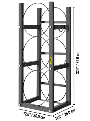 Estante para tanque de refrigerante VEVOR: acero duradero, tiene capacidad para 4 cilindros, dimensiones 32,5" x 12" x 11".