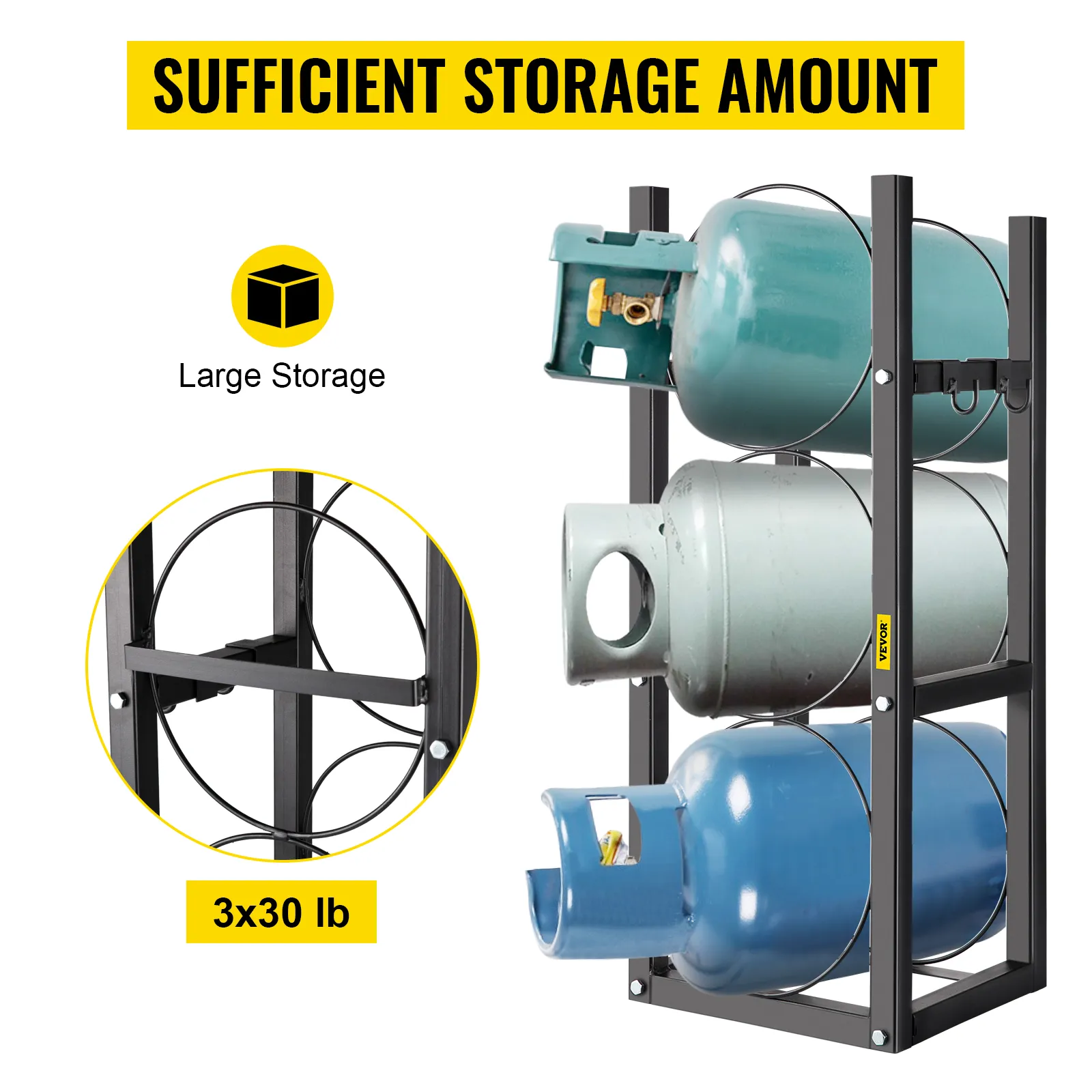 Estante para tanque de refrigerante VEVOR con almacenamiento para 3 tanques de 30 lb.