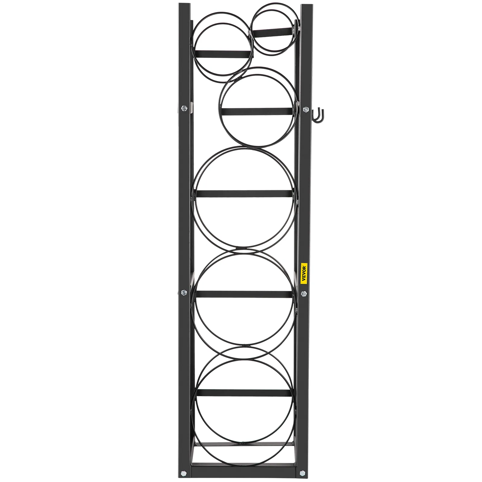 VEVOR refrigerant cylinder rack with black metal frame and circular holders.