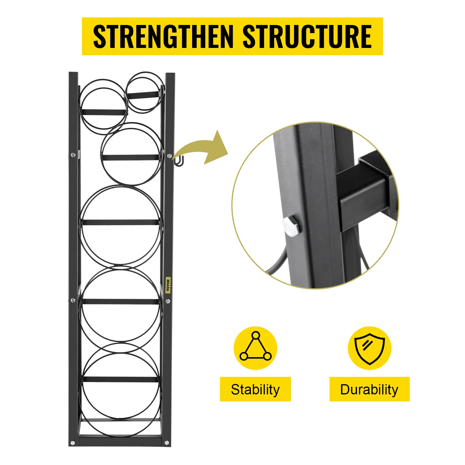VEVOR refrigerant cylinder rack with enhanced stability and durability features.