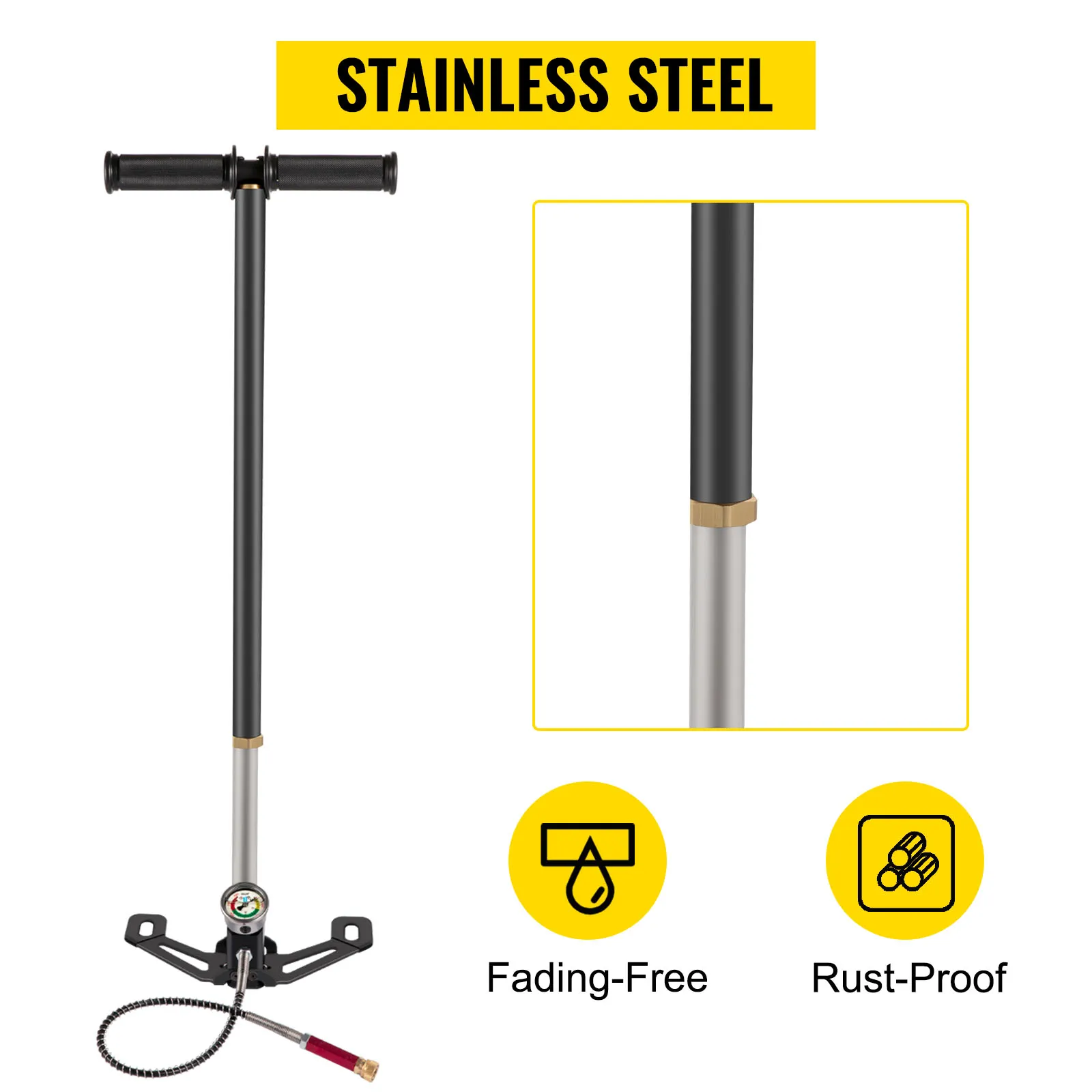 Bomba de aire PCP VEVOR, acero inoxidable, diseño resistente a la decoloración y a la oxidación.