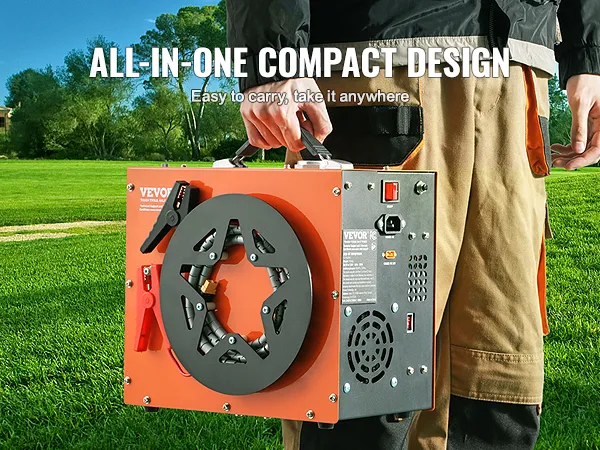 VEVOR pcp air compressor with built-in converter, portable handle, and wire spool for easy use outdoors.