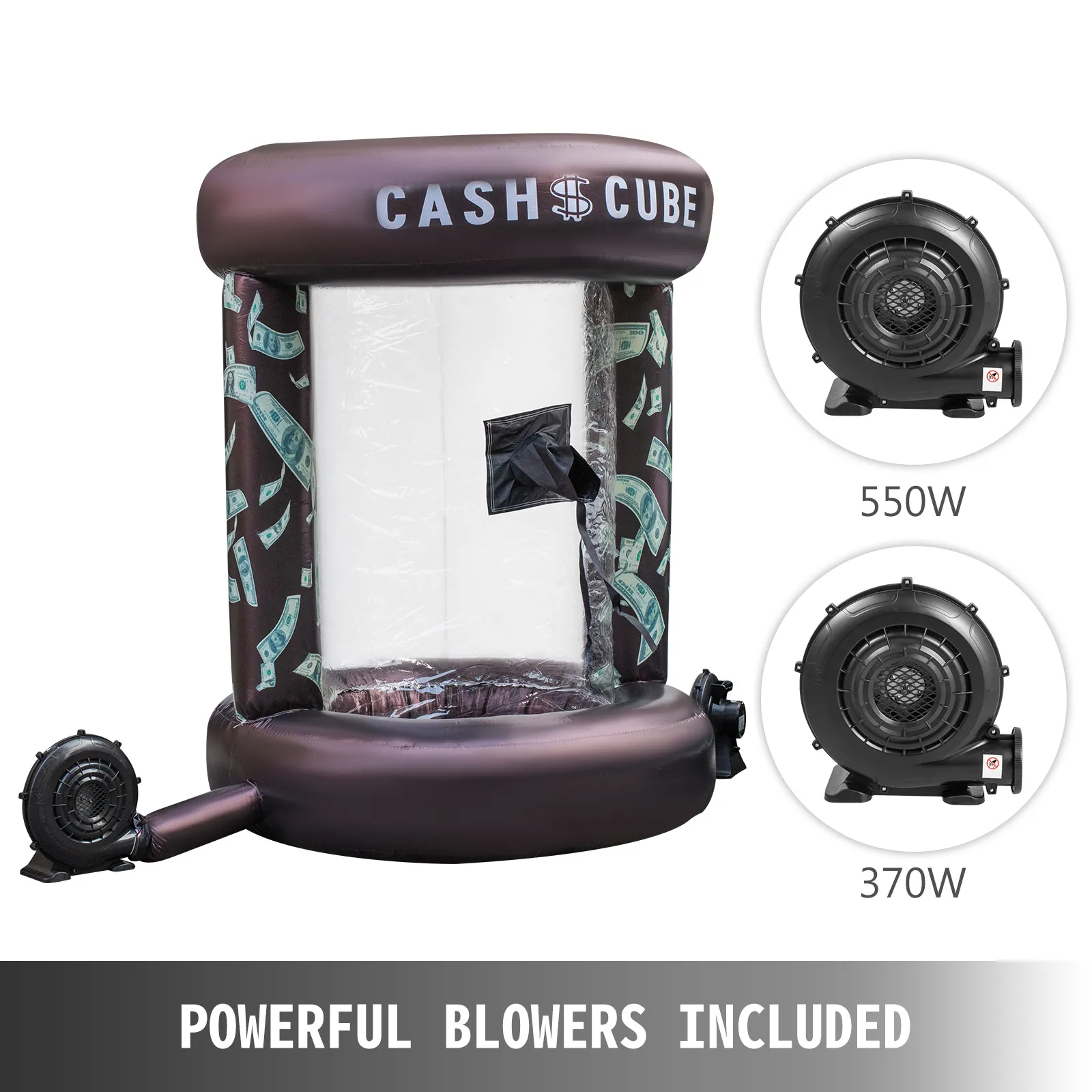Cubo de dinero inflable VEVOR con sopladores de 550w y 370w, diseño de dinero.
