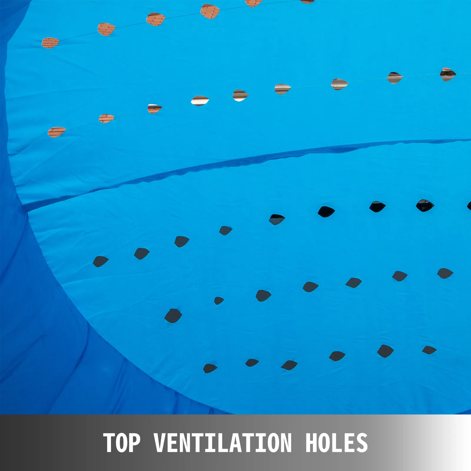 Cubo de efectivo inflable VEVOR con orificios de ventilación en la parte superior y tela azul.