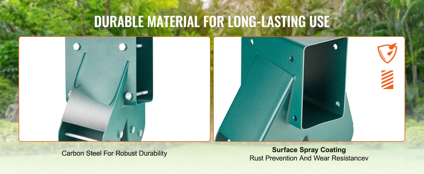VEVOR swing set brackets made of durable carbon steel with rust-preventive surface spray coating.
