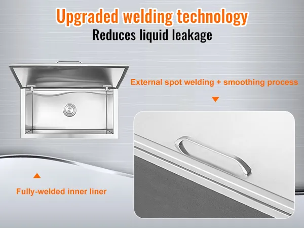 VEVOR drop in ice chest with upgraded welding to reduce liquid leakage, fully-welded inner liner.