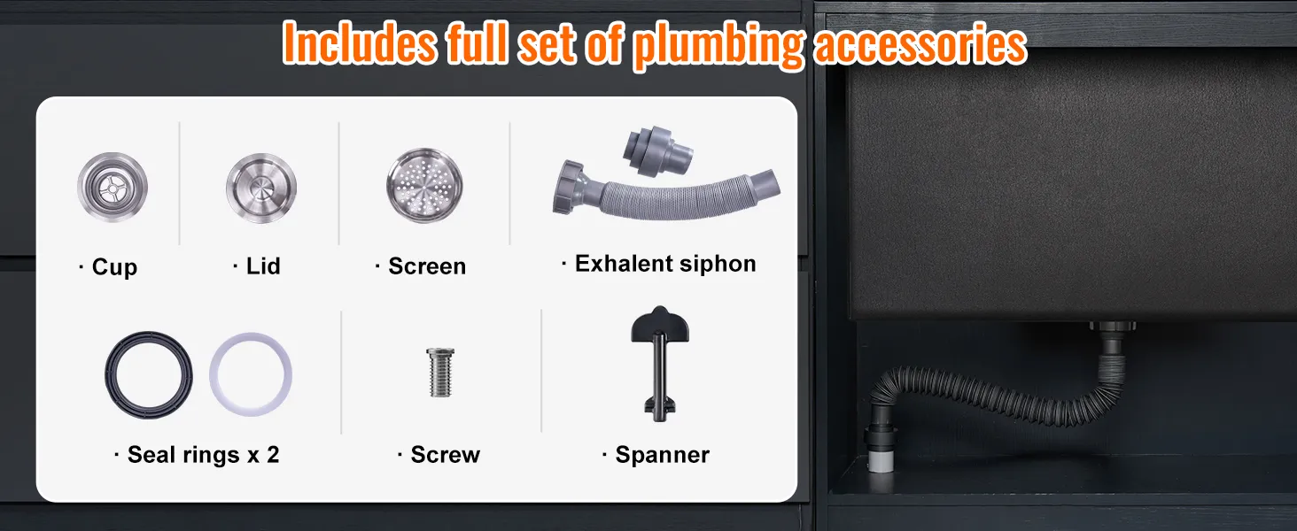 full set of plumbing accessories for VEVOR stainless steel ice chest including exhalent siphon.