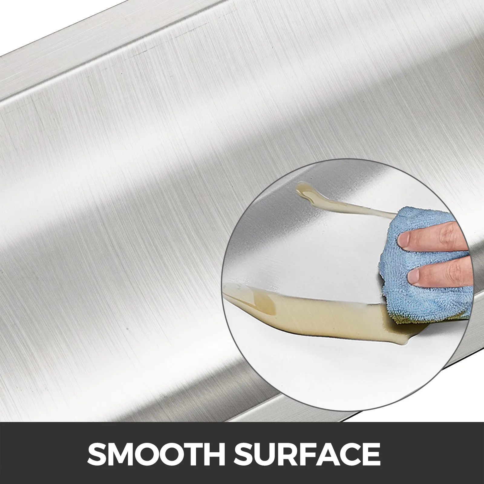 Bandeja de entrada empotrable de acero inoxidable VEVOR con superficie lisa que se limpia con un paño.