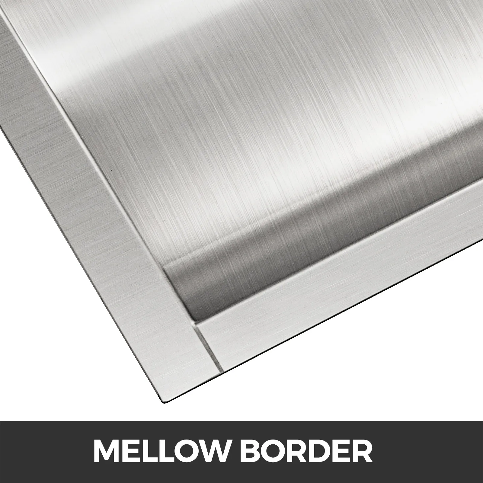 Bandeja de entrada empotrable de acero inoxidable VEVOR con un borde suave en acabado cepillado.