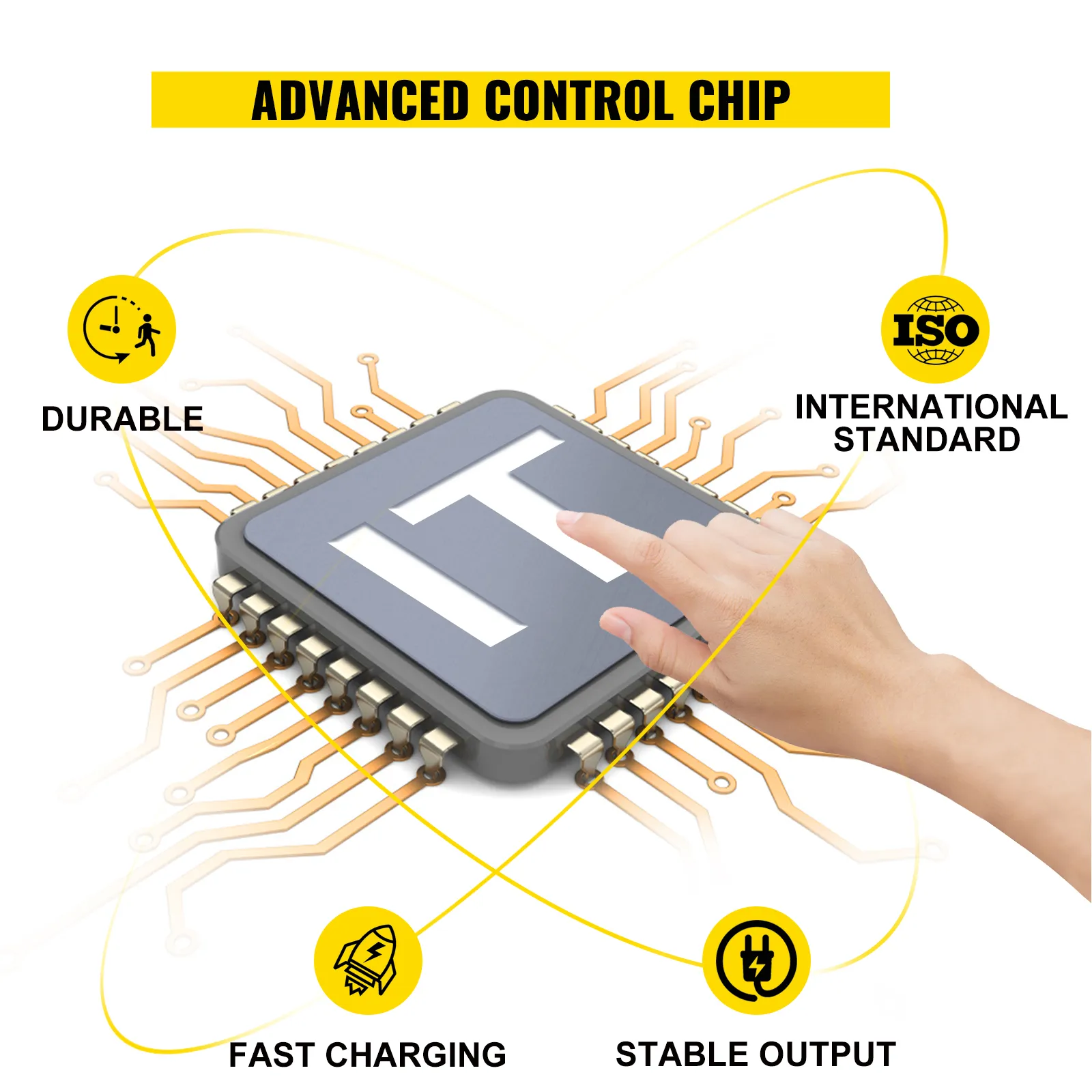 advanced control chip for VEVOR golf cart battery charger: durable, fast charging, stable output, meets iso.