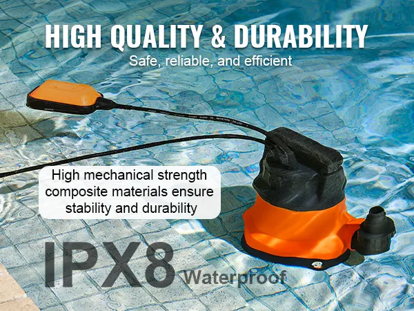 VEVOR-pomp voor in een zwembad, van hoge kwaliteit, duurzaam en met een IPX8-waterdichte classificatie.