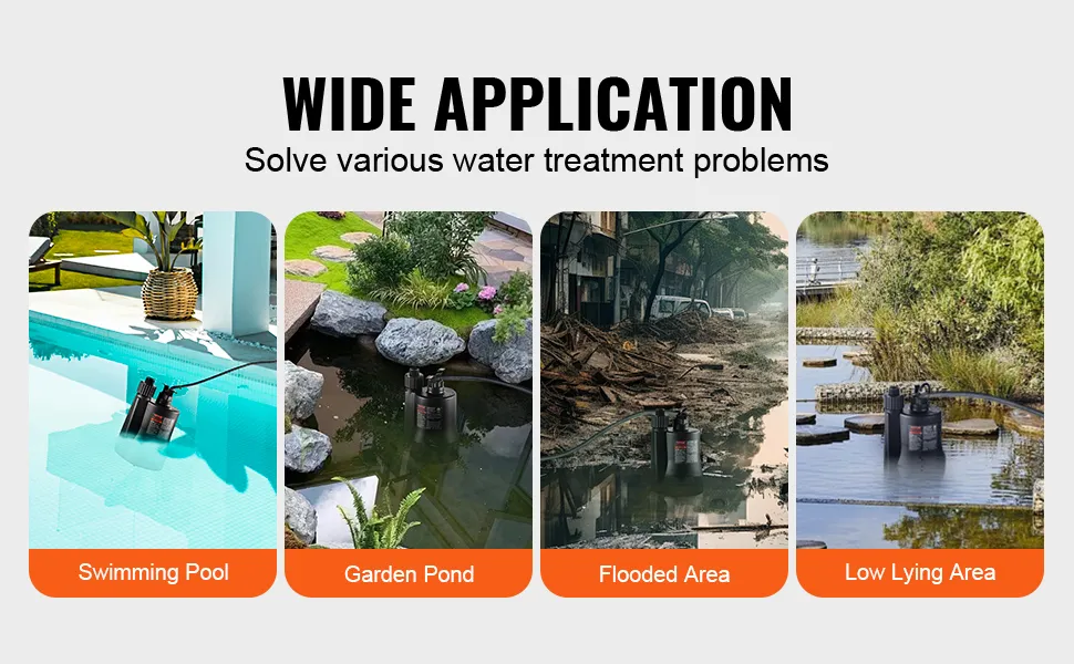 VEVOR utility pump for swimming pool, garden pond, flooded area, and low lying area water treatment.