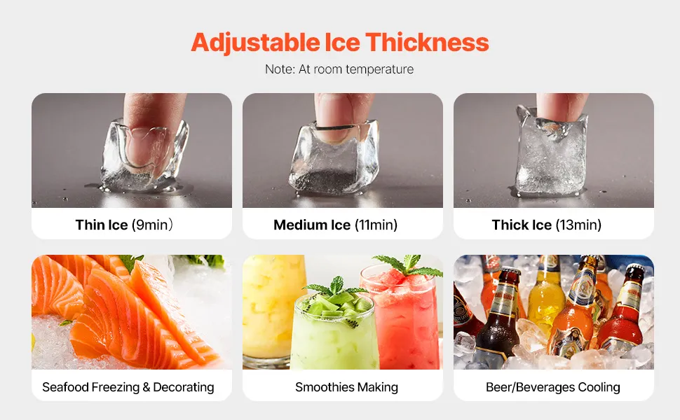 VEVOR Commercial Ice Maker, 80lbs/24H, Ice Maker Machine, 40 Ice Cubes in 12-15 Minutes, Freestanding Cabinet Ice Maker with 15lbs Storage Capacity LED Digital Display, for Bar Home Office Restaurant