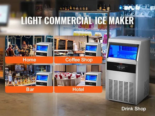 Máquina de hielo comercial VEVOR para el hogar, tiendas de bebidas, bares y hoteles.