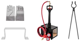 Kit de forja de cuchillos de propano VEVOR con guantes, soporte, quemador y pinzas.