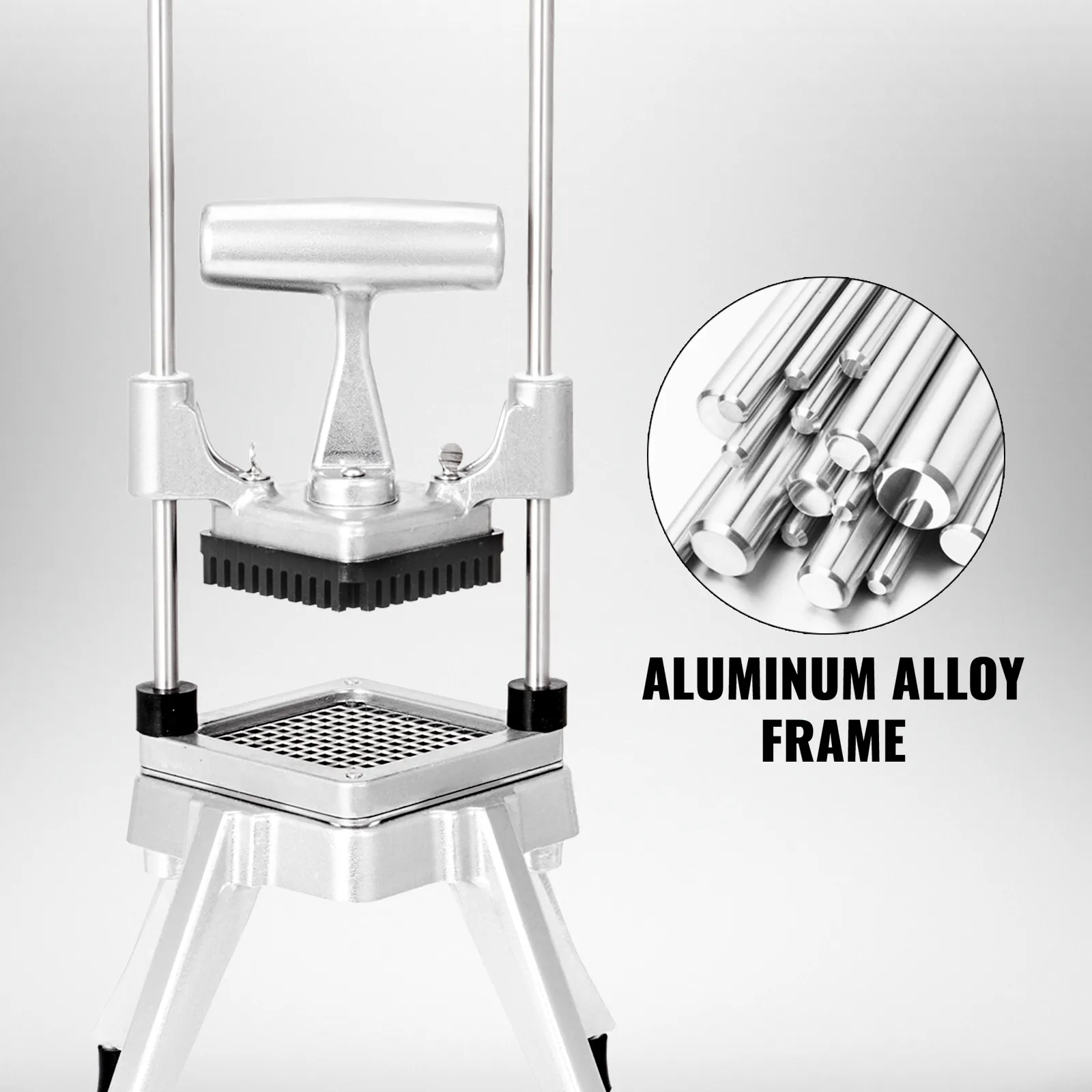 VEVOR vegetable chopper with aluminum alloy frame and sturdy construction.
