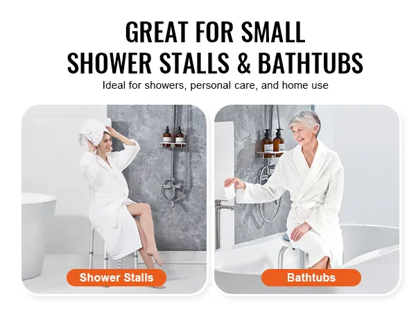 VEVOR shower chair is ideal for small shower stalls and bathtubs, enhancing personal care.