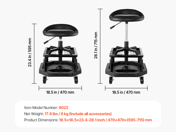 PENCO “SHOP STOOL” PARTS CENTER Lサイズ VEVOR Adjustable Shop Stool – 360° Swivel Padded Garage