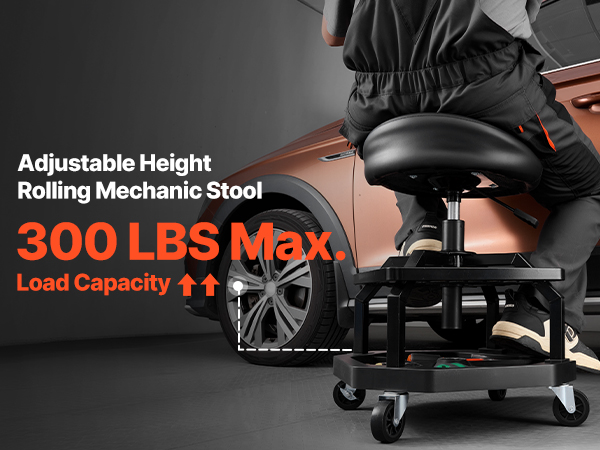 VEVOR Adjustable Shop Stool – 360° Swivel Padded Garage