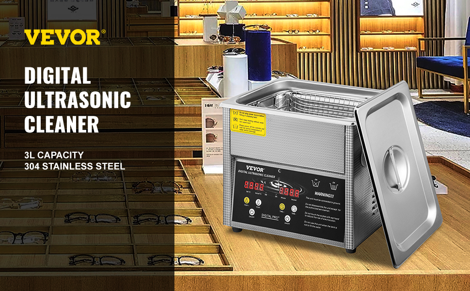 VEVOR Digital Ultrasonic Cleaner 3L Ultrasonic Cleaning Machine
