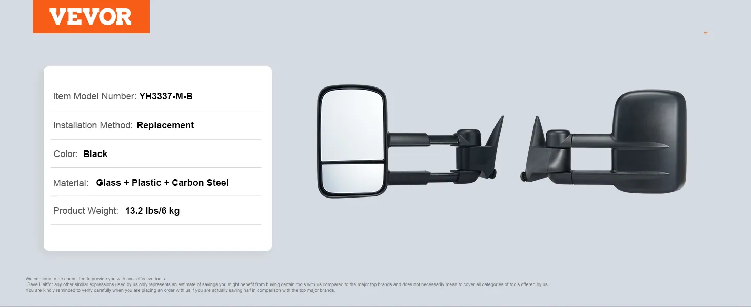 VEVOR towing mirrors silverado for 1999-2007 chevrolet, gmc, cadillac, replacement, black, 13.2 lbs.