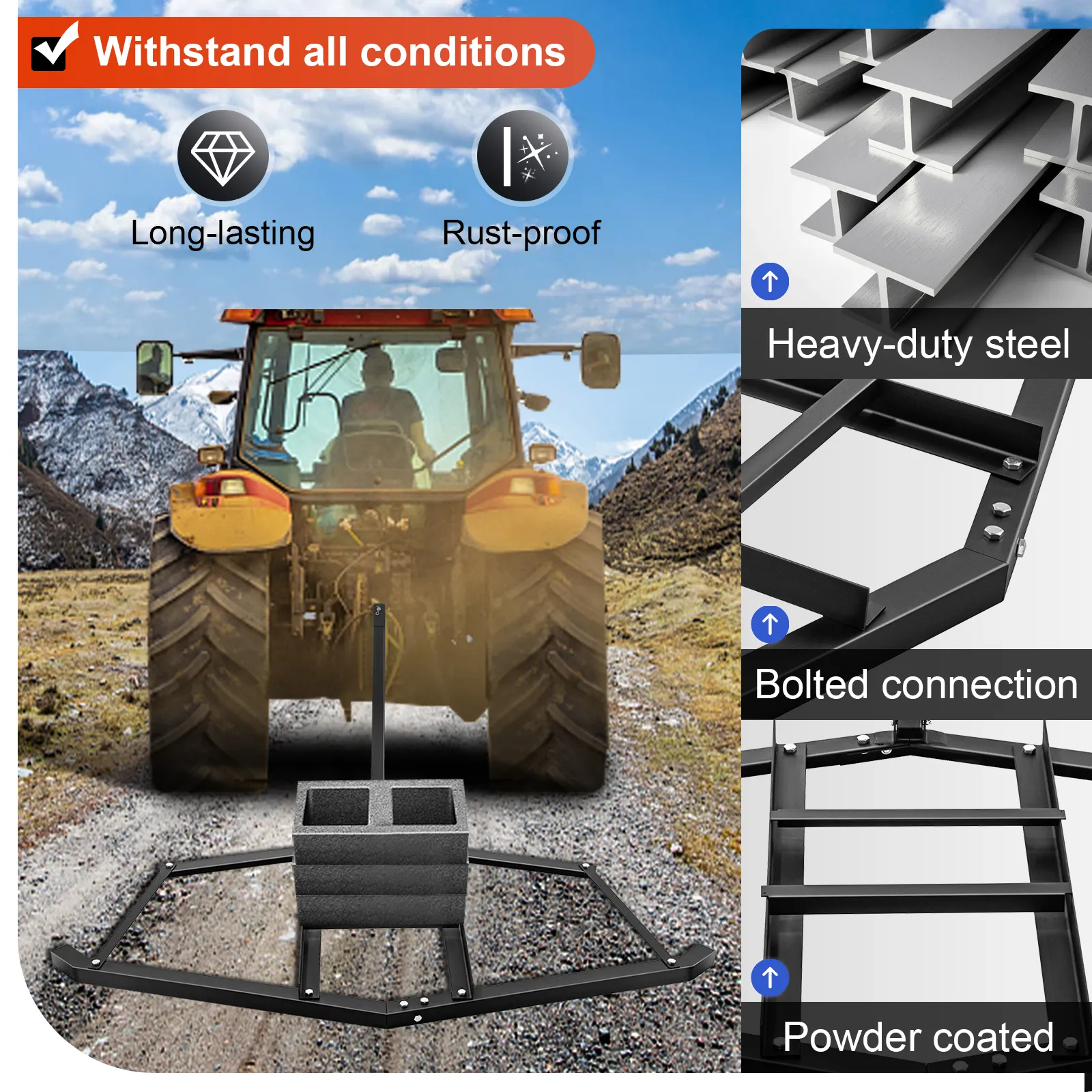 Arrastre de entrada de vehículos VEVOR con acero resistente, a prueba de óxido y de larga duración y conexiones atornilladas.
