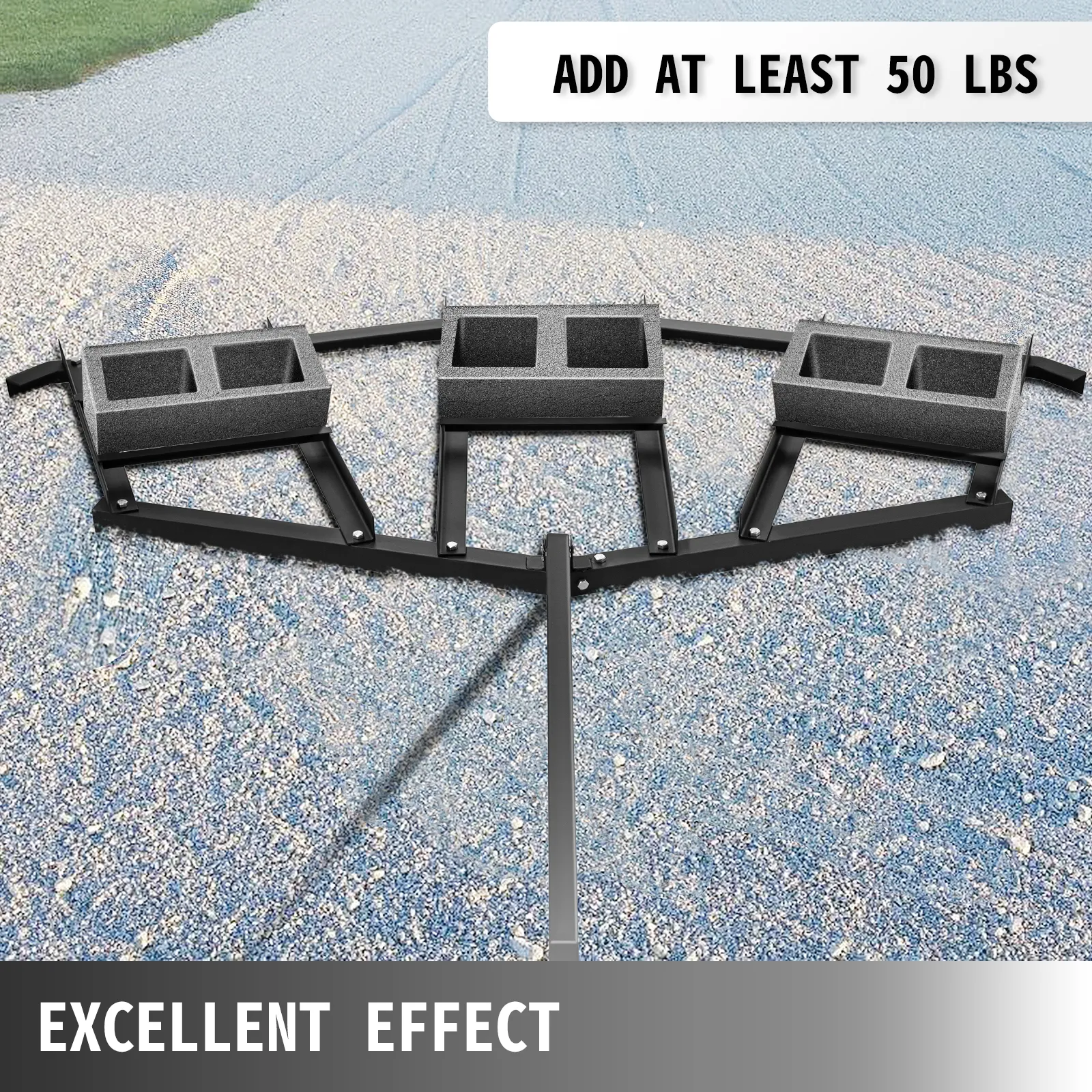 Arrastre de entrada VEVOR con bloques de hormigón sobre camino de grava para mejorar la nivelación de la superficie.